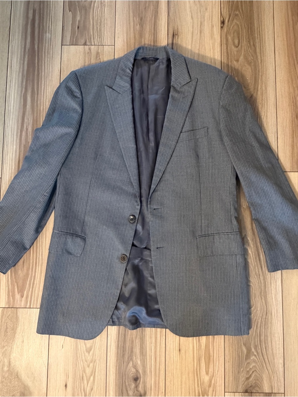 Classic Men's Pinstripe Two-Button Blazer - Gray